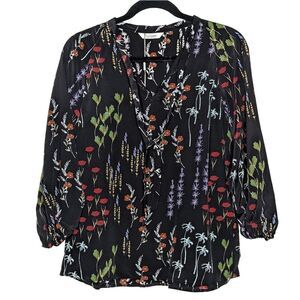 Tucker The Long Tie Blouse After the Rain in Crepe de Chine Silk Top Floral